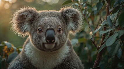 Naklejka premium Zoomed-in shot of a koala