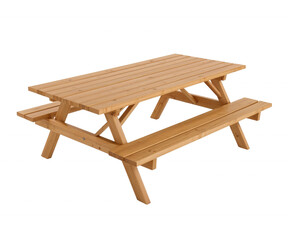 High-Resolution Stock Photo of a Realistically Detailed Picnic Table with a Natural Wood Grain Finish