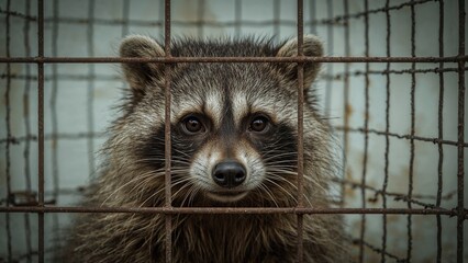 Wild animal's paws gripping cage bars, longing for home, captive rescue mission