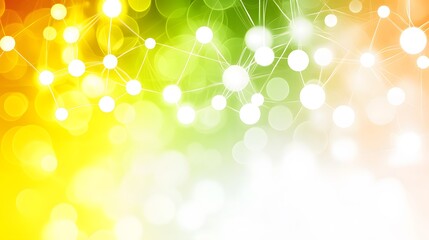 Abstract Network Connection Yellow Green Bokeh Background