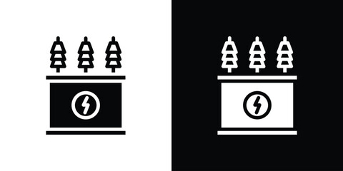 Transformer icon silhouette collection in black and white flat solid versions for graphic designs
