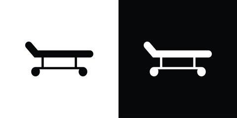 Stretcher icon silhouette collection in black and white flat solid versions for graphic designs