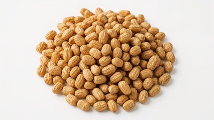 Flavorful peanuts set on a white background