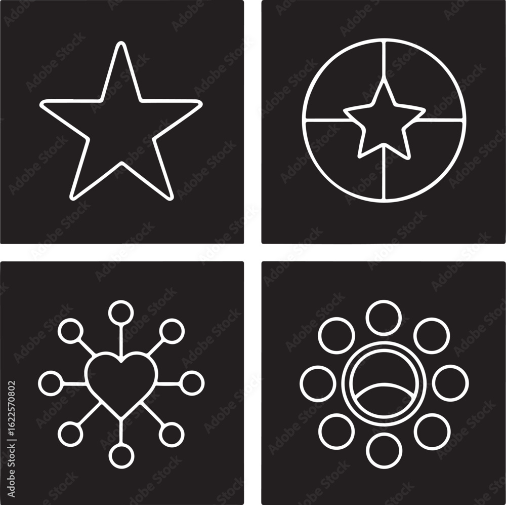 Poster abstract geometric shapes and lines forming a dynamic composition with a distinct silhouette style