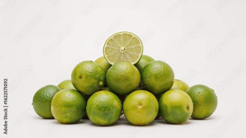 Poster stack of lime displayed against a white background