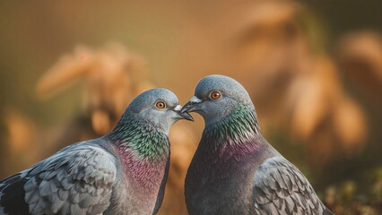 Pigeons amid their reproductive cycle