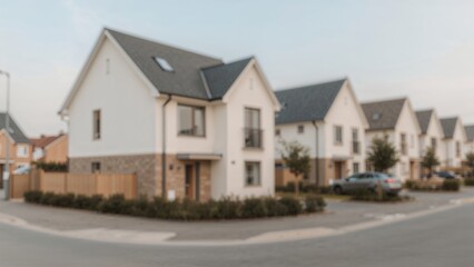 Obraz premium Photograph of a foggy housing complex