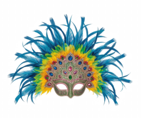 Intricate Samba Mask Adorned with Jewels and Feathers Symbolizing Carnival Celebrations and Cultural Festivities