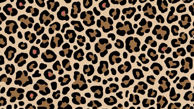 Fabric design with abstract big wild cat fur effect, seamless pattern showing heart-like dots and pink camo style