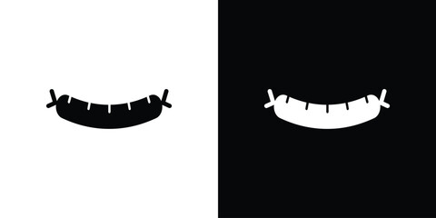 Sausage icon silhouette collection in black and white flat solid versions for graphic designs