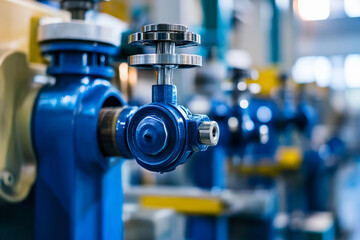 Fototapeta premium Close-up view of industrial valve in manufacturing facility Generative AI