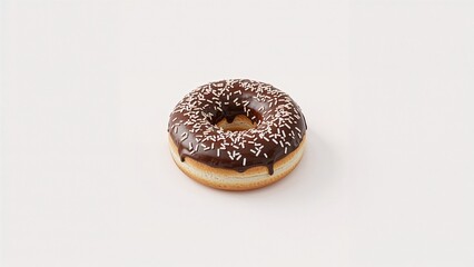 Fresh donut showcased on a white canvas