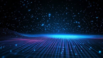 Obraz premium Futuristic Abstract Technology Network Illustration with Blue Light and Digital Design