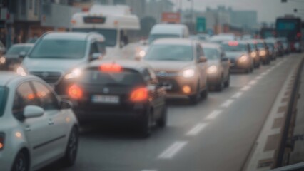 Blurred photo capturing the essence of congested roadways and slow-moving vehicles