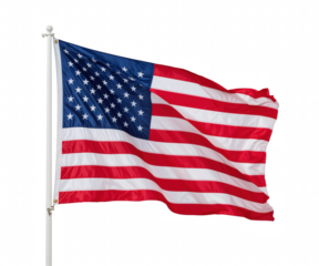 Majestic American Flag Waving Proudly Against a Contrasting Display of Patriotism and National Symbolism