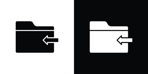 Move To Folder icon silhouette collection in black and white flat solid versions for graphic designs