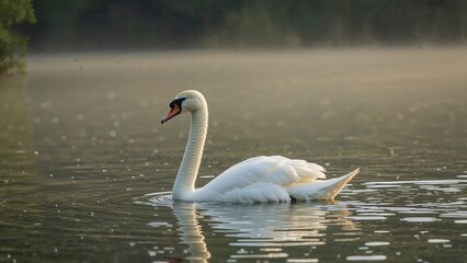 Obraz premium A graceful swan floating serenely on a pond