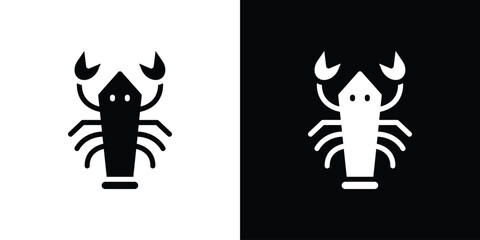 Lobster icon silhouette collection in black and white flat solid versions for graphic designs