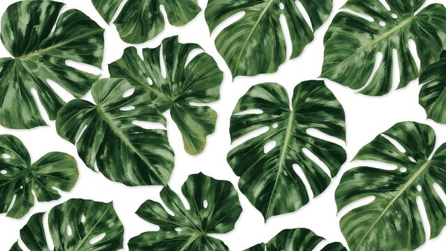 Isolated tropical foliage featuring Elephant Ear and Dasheen Eddoe Variegata on a white backdrop with clipping path, showcasing pattern and texture for summer and spring nature themes