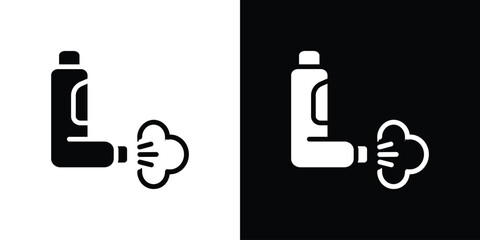 Inhaler icon silhouette collection in black and white flat solid versions for graphic designs
