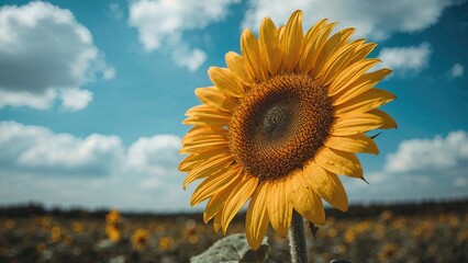 Detailed close-up of a sunflower flower against a natural setting