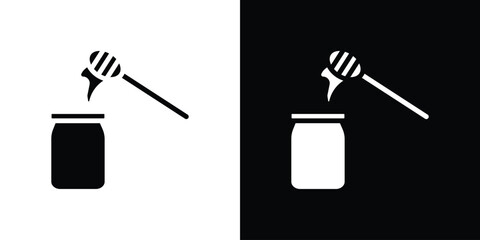 Honey pot icon silhouette collection in black and white flat solid versions for graphic designs