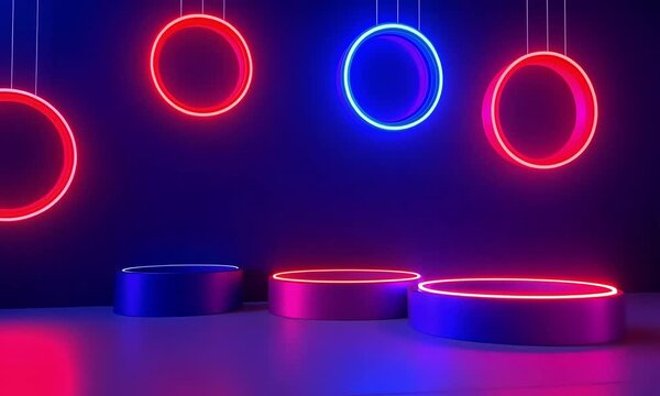 Neon Circles and Cylindrical Platforms