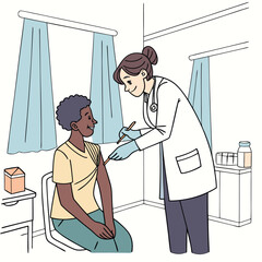 Person getting vaccinated by healthcare worker generated by ai
