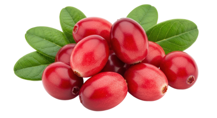 Isolated cranberries with leaves group