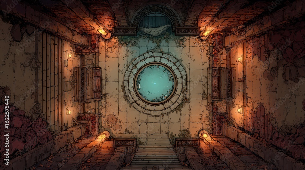 Poster Enchanted Portal Leading to Another Realm in Dark Dungeon Setting