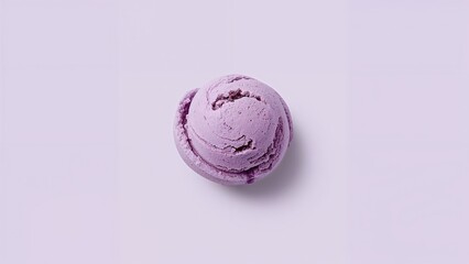 Overhead shot of a single blueberry ice cream serving against a clean background