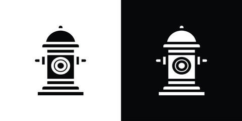 Fire hydrant icon silhouette collection in black and white flat solid versions for graphic designs