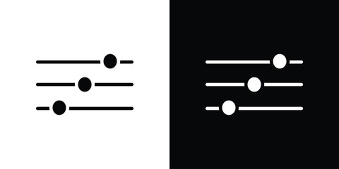 Filter Button icon silhouette collection in black and white flat solid versions for graphic designs