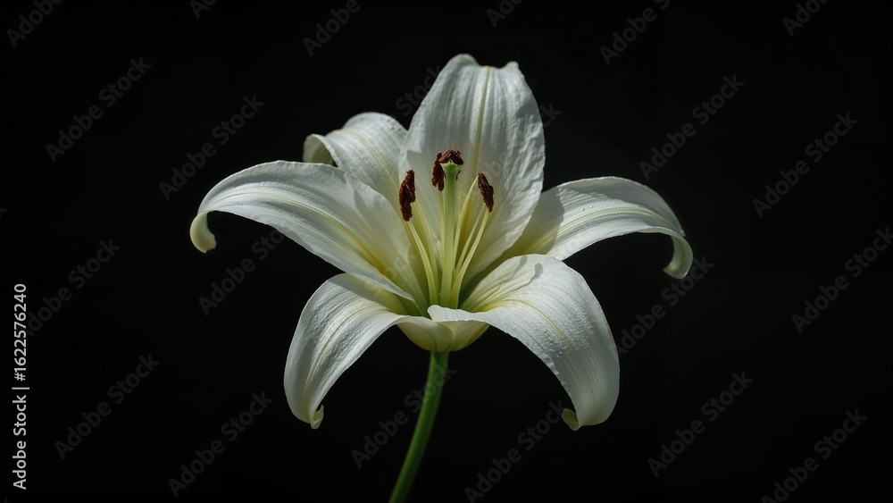 Poster white lily in sharp focus set against a dark background