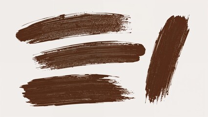 Variety of brown mascara and acrylic paint marks displayed on a blank canvas