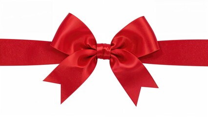 Vibrant ruby ribbon with a bow set on white, Christmas-themed, design, wedding, love, party