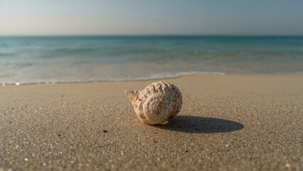 Ocean shell placed on an attractive shoreline