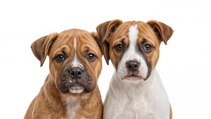 Obraz premium Close-up of Shar Pei and Jack Russell Terrier puppies in a bright studio setting