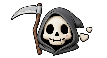 Isolated Cute Grim Reaper Cartoon