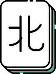 flat colorful outline style Chinese Mahjong down