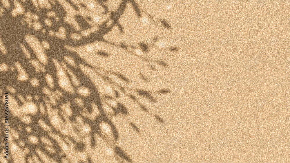 Poster bird's-eye view of gentle bokeh light and shadow interplay on a beige backdrop. clean and simple sum