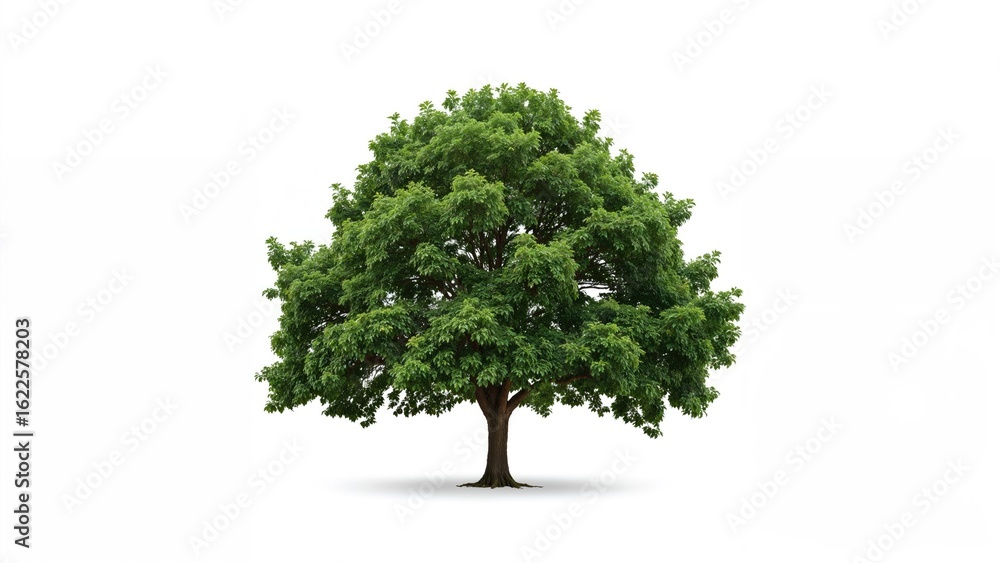 Poster isolated green tree on a white canvas with clipping path and alpha channel over black background