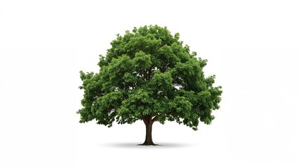 Isolated green tree on a white canvas with clipping path and alpha channel over black background
