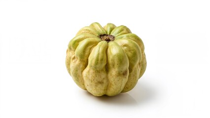 Single Sitaphal (Sweetsop) Fruit Against a White Background