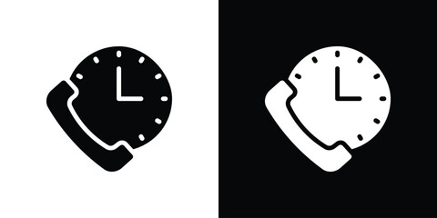 Call duration icon silhouette collection in black and white flat solid versions for graphic designs