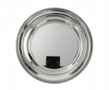 Sleek Round Mirror on a Clean Backdrop Showcasing Modern Design and Reflective Surface with Subtle Refractions and Textural Details
