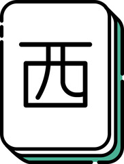flat colorful outline style Chinese Mahjong down