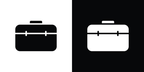 Briefcase icon silhouette collection in black and white flat solid versions for graphic designs