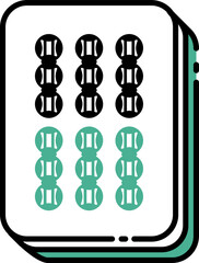 flat colorful outline style Chinese Mahjong down