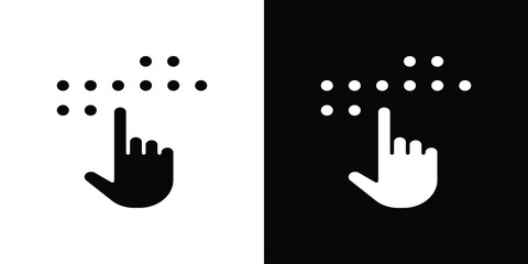 Braille icon silhouette collection in black and white flat solid versions for graphic designs